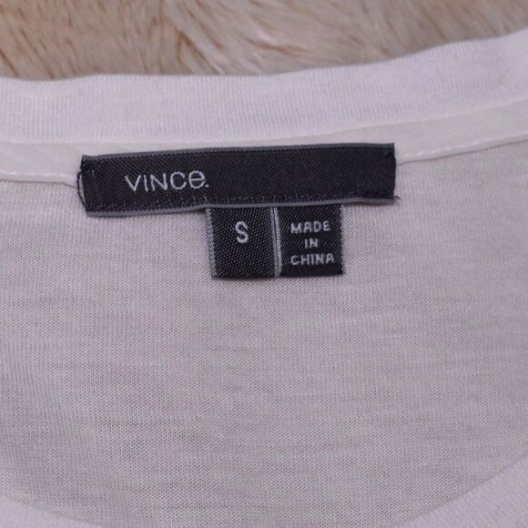 Vince White Long Sleeve Blouse Size Small Scoop Neck Mesh Detail Lightweight Top - Picture 4 of 12